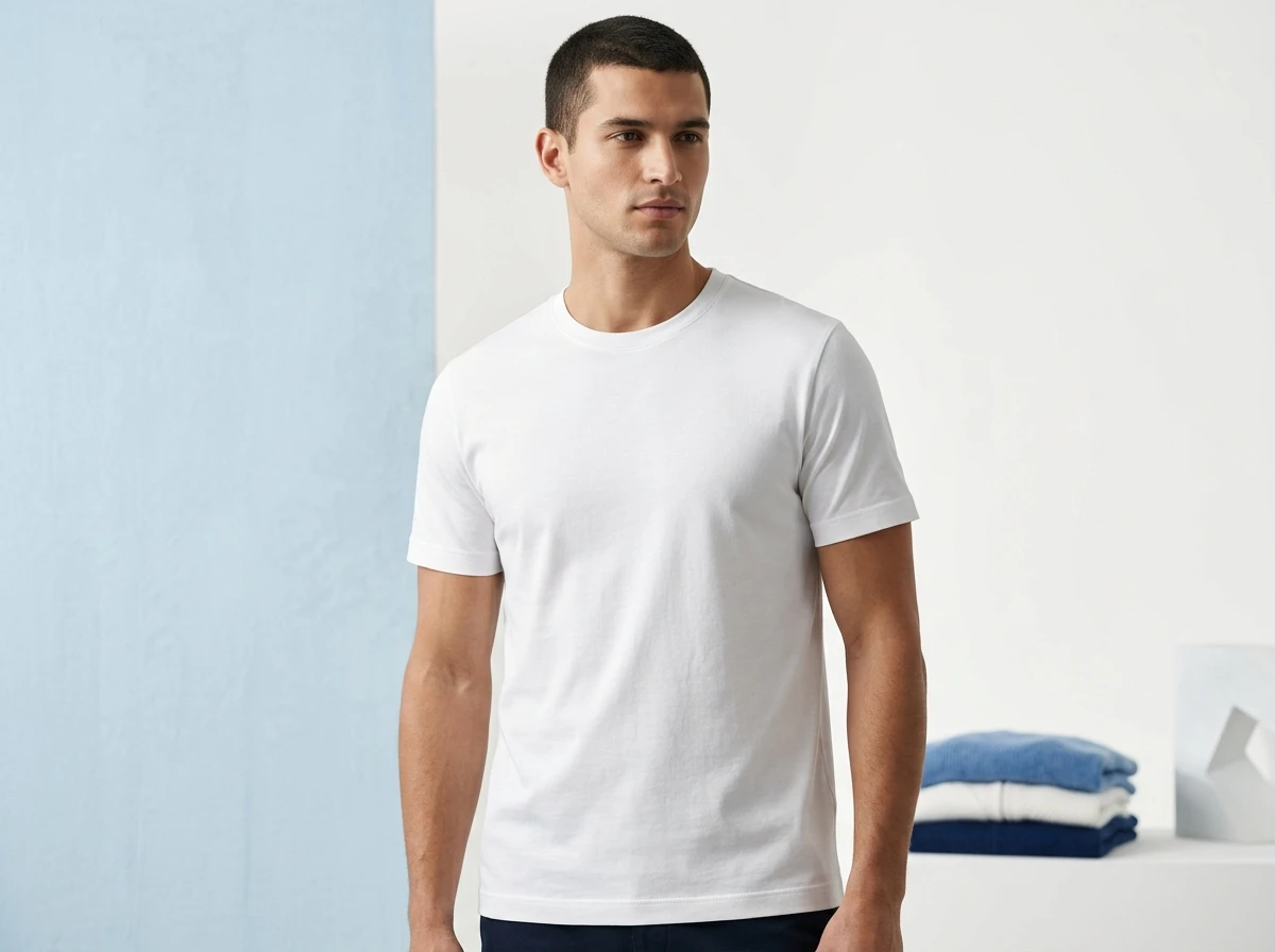 Premium custom T-shirt studio model