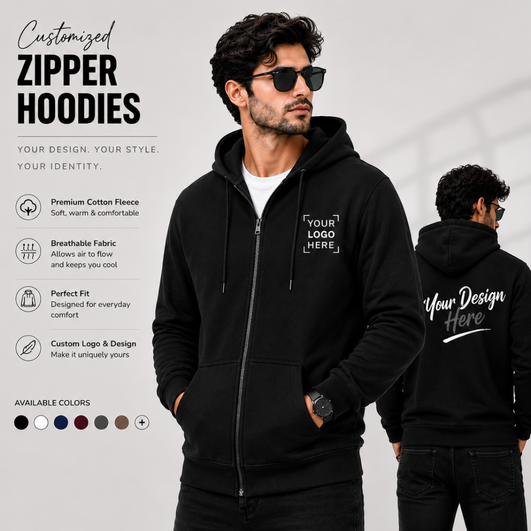 Customised Cotton Zipper Hoodies