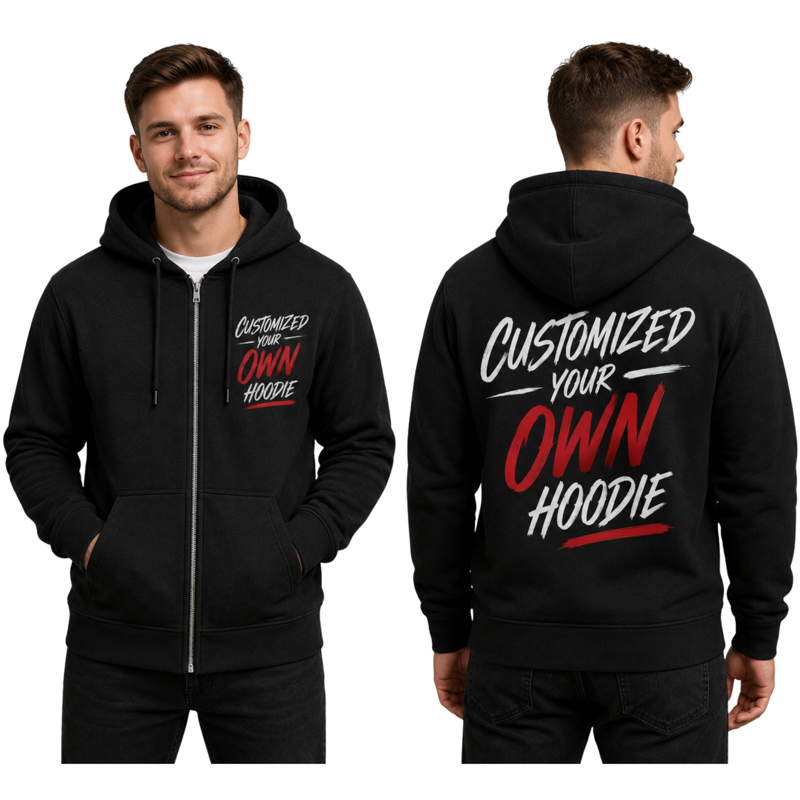 Cutomised Cotton Zipper Hoodies.